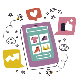 Whimsical cell phone Graphic Illustrating What is Website Engagement and 4 reasons why it matters