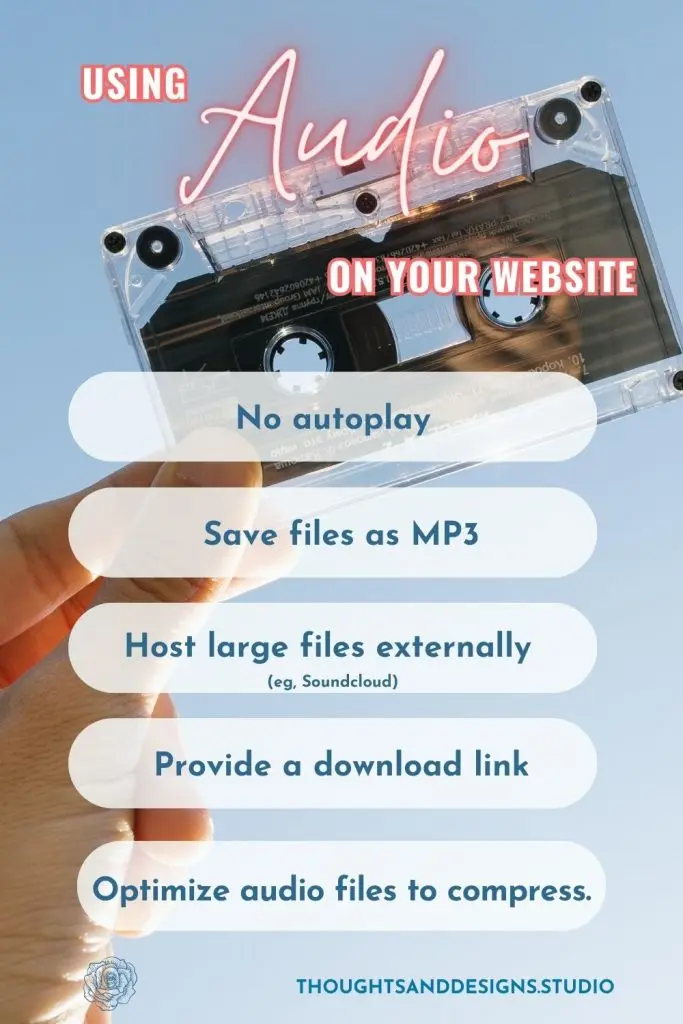 Tips for a better user experience when using audio on your website 1 Using Audio on your website: how to maintain a good UX while adding audio files.