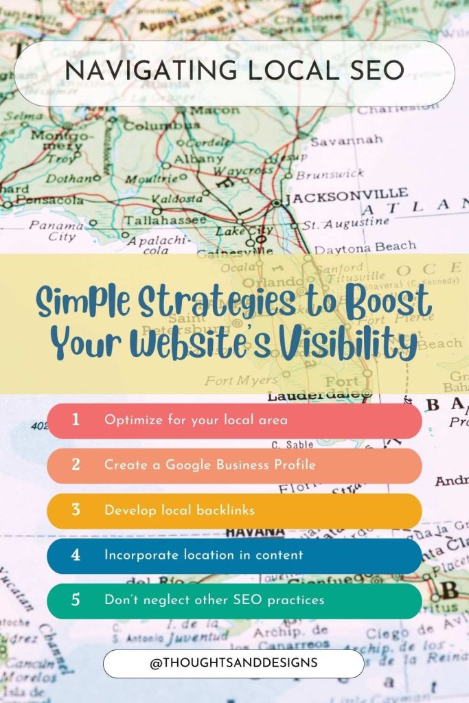 Navigating Local SEO 1 Navigating Local SEO: Simple strategies to boost your website's visibility. Decorative pinterest pin