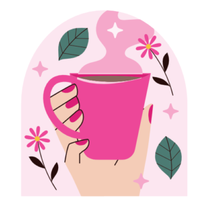 How the RankMath Plugin helps me improve my search engine ranking 7 Fuscia coffee cup held in hand with lots of elegant white space